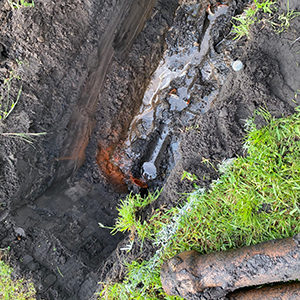 Image of an Excavation for Sewer Pipe Lining